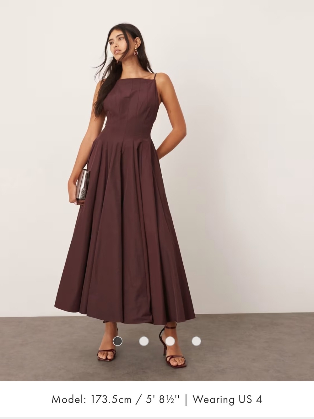 ASOS Burgundy Sleeveless A-Line Midi Dress - Picture 3 of 6